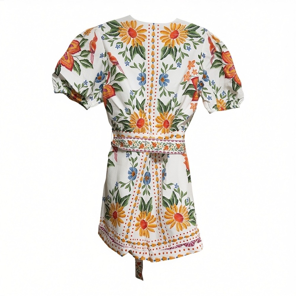 FARM RIO BLOOM GARDEN OFF WHITE ROMPER SZ M NWT $220 - Picture 3 of 11